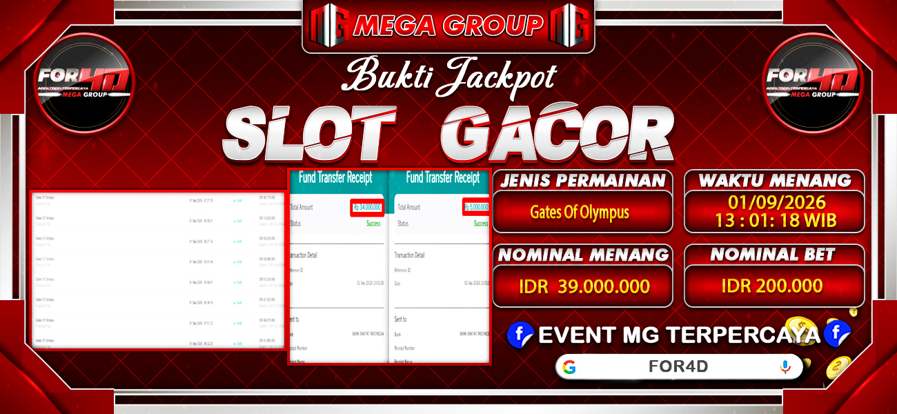 Bukti JP situs For4D hari Selasa, 01 September 2026